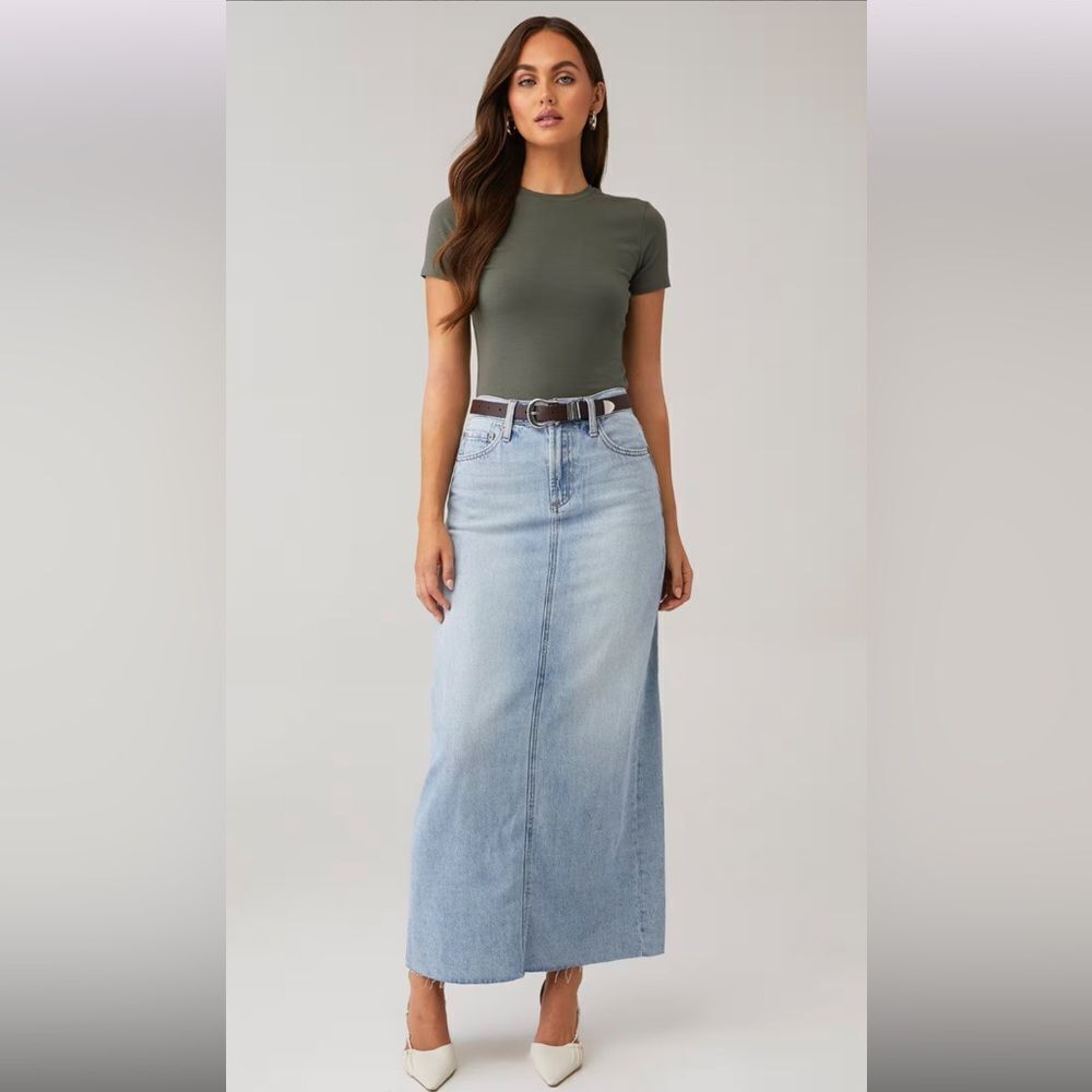 NWT PISTOLA Women's Raye Denim Maxi Skirt Size 30